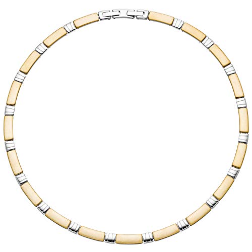 Jobo Damen Collier Halskette aus Edelstahl gold farben beschichtet bicolor 47 cm Kette von Jobo