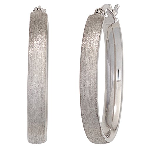 Jobo Damen Creolen oval 925 Sterling Silber mattiert Ohrringe Silberohrringe Silbercreolen von Jobo