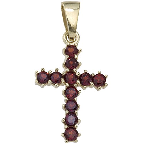 JOBO Damen-Anhänger Kreuz aus 333 Gold mit Granat von Jobo