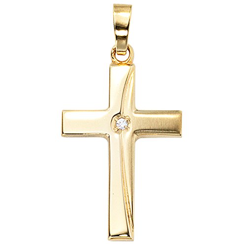 JOBO Damen-Anhänger Kreuz aus 333 Gold mit Zirkonia von Jobo