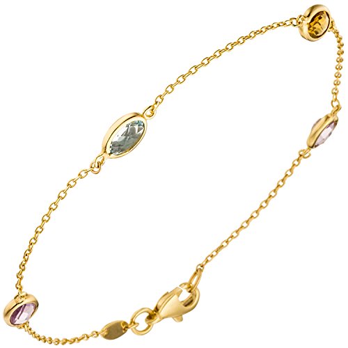 JOBO Damen-Armband aus 585 Gold mit Edelsteinen 19 cm von Jobo