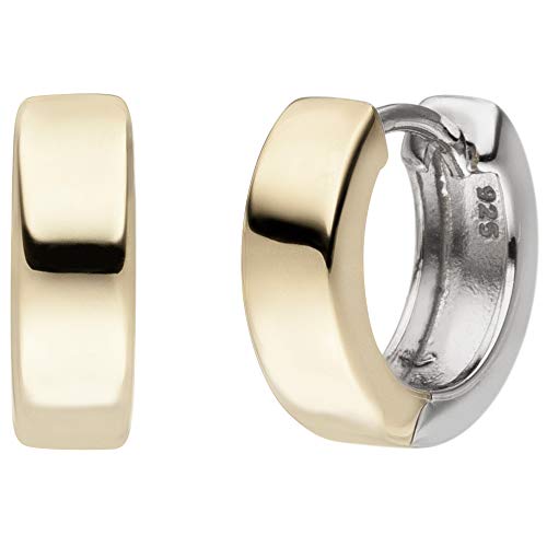 Jobo Damen-Creolen aus 925 Sterling Silber Bicolor 13 mm von Jobo