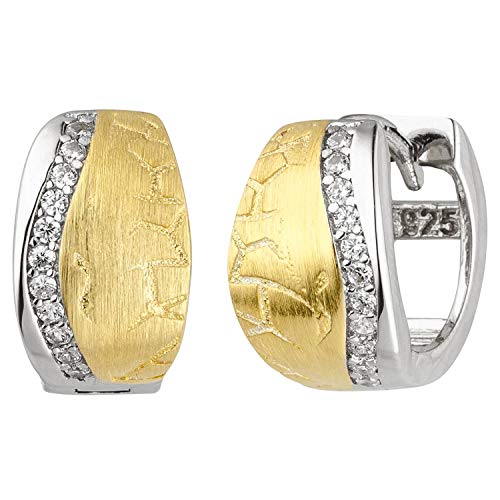 Jobo Damen-Creolen aus 925 Sterling Silber Bicolor vergoldet mit 22 Zirkonia Jobo Damen-Creolen aus 925 Sterling Silber Bicolor vergoldet mit 22 Zirkonia von Jobo