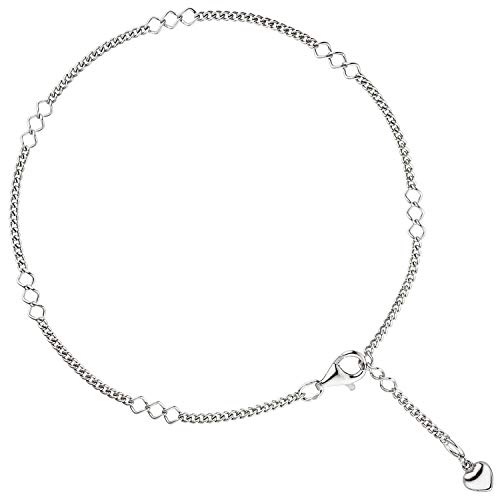 JOBO Damen-Fußkette aus 925 Silber mit Herz-Anhänger 27 cm von Jobo