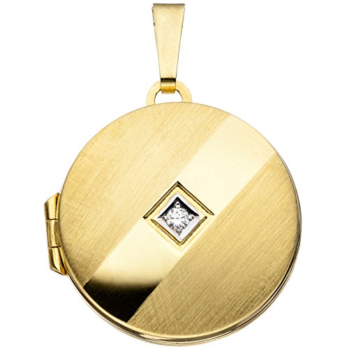 JOBO Damen-Medaillon aus 333 Gold mit Zirkonia Rund zum Öffnen für 2 Fotos von Jobo
