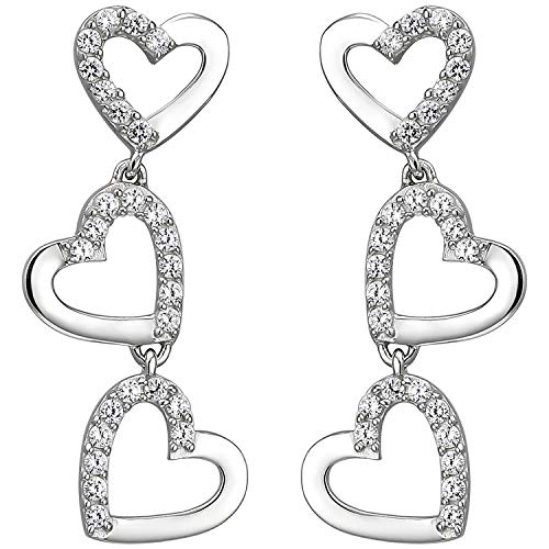Jobo Damen-Ohrhänger Herzen aus 925 Silber mit Zirkonia# von Jobo