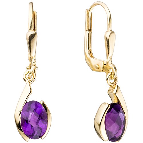 JOBO Damen-Ohrhänger aus 333 Gold mit Amethyst Oval von Jobo