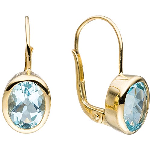Jobo Damen-Ohrhänger aus 8 Karat 333 Gold mit Blautopas Oval von Jobo