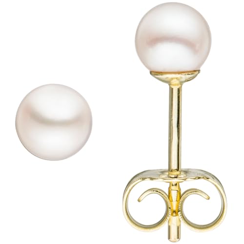Jobo Damen-Ohrstecker aus 14 Karat 585 Gold mit Akoya Perlen 4 mm von Jobo