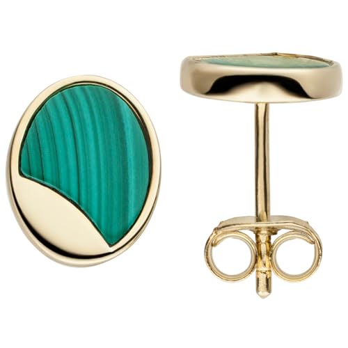 Jobo Damen-Ohrstecker aus 925 Sterling Silber vergoldet mit Malachit-Einlagen von Jobo