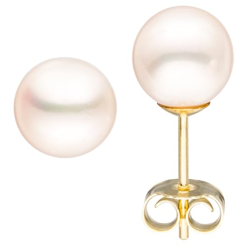 Jobo Damen-Ohrstecker aus 8 Karat 333 Gold mit Perlen 6,5 mm von Jobo