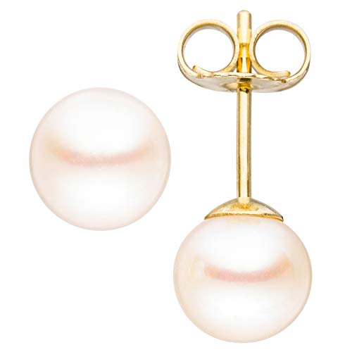 JOBO Damen-Ohrstecker aus 585 Gold mit Perlen 6 mm von Jobo