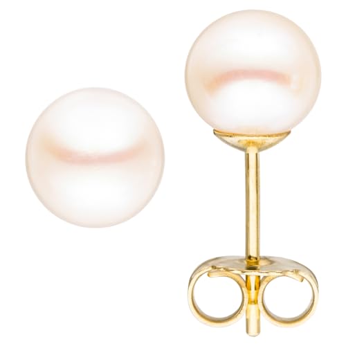 Jobo Damen-Ohrstecker aus 14 Karat 585 Gold mit Perlen 6 mm von Jobo