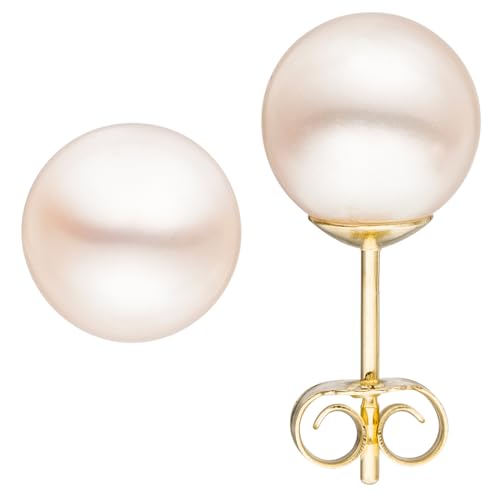 Jobo Damen-Ohrstecker aus 14 Karat 585 Gold mit Perlen 8,5 mm von Jobo