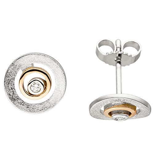 JOBO Damen-Ohrstecker aus 585 Rosegold Bicolor mit 2 Diamanten von Jobo