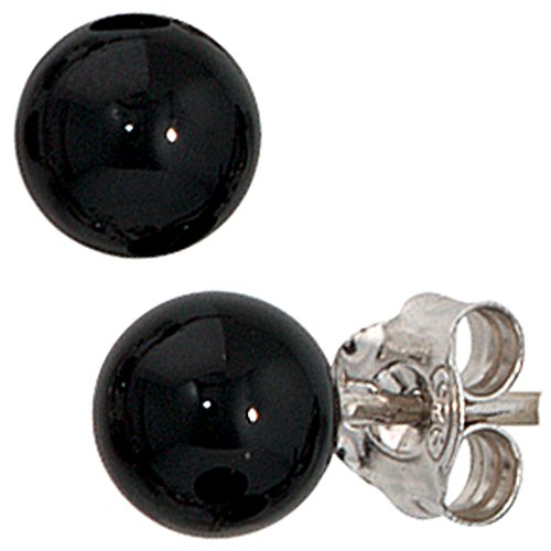 Jobo Damen-Ohrstecker aus 925 Silber mit Onyx Rund von Jobo