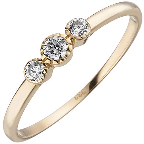 Jobo Damen Ring 333 Gold Gelbgold 3 Zirkonia Goldring Größe 60 von Jobo