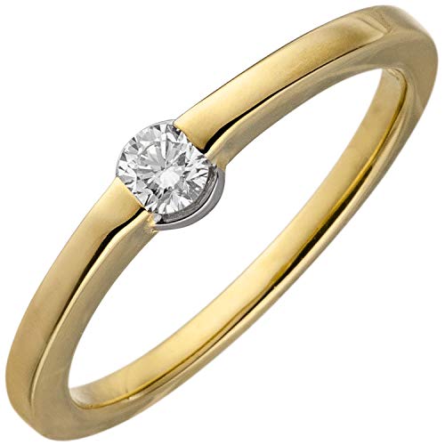 JOBO Damen Ring 585 Gold Gelbgold 1 Diamant Brillant 0,15ct. Diamantring von Jobo