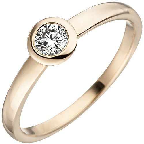 JOBO Damen Ring 585 Gold Gelbgold 1 Diamant Brillant Goldring Diamantring Größe 54 von Jobo