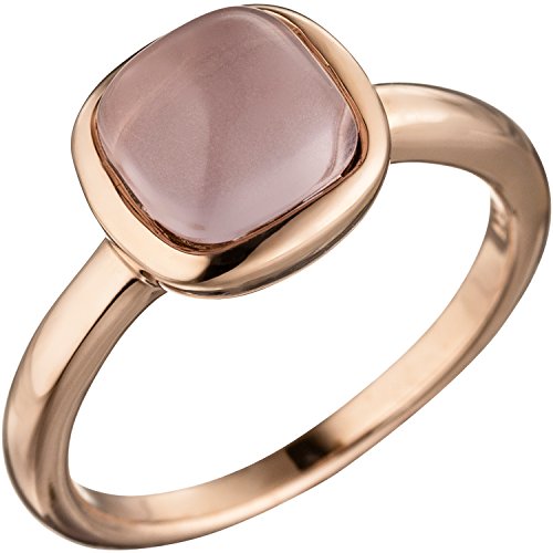 JOBO Damen Ring 925 Sterling Silber rotgold vergoldet mit rosa Glasstein Größe 54 von Jobo