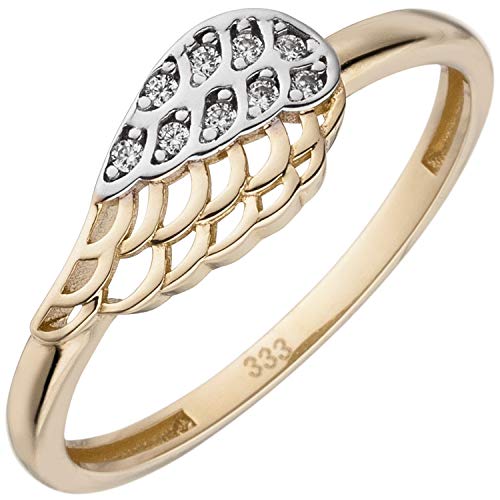 Jobo Damen-Ring Flügel aus 333 Gold Bicolor mit 9 Zirkonia Größe 56 von Jobo