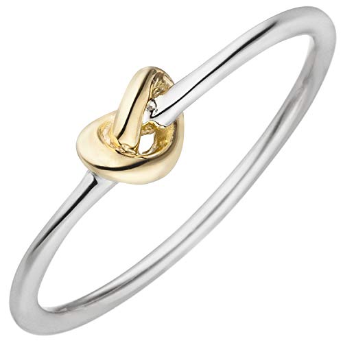 Jobo Damen-Ring Knoten aus 925 Sterling Silber Bicolor vergoldet Größe 56 von Jobo