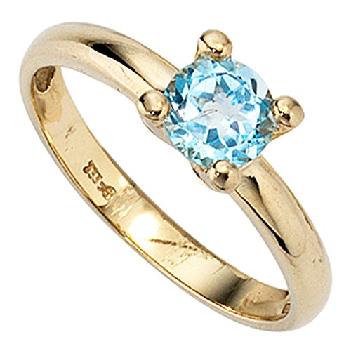 Jobo Damen-Ring aus 333 Gold mit Blautopas Größe 52 von Jobo