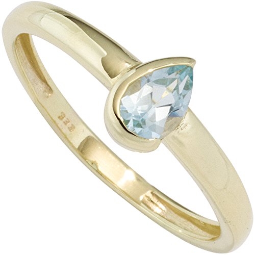 Jobo Damen-Ring aus 333 Gold mit Blautopas Größe 52 von Jobo