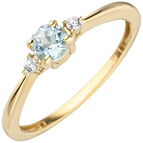 Jobo Damen-Ring aus 333 Gold mit Blautopas und Zirkonia Größe 50 von Jobo