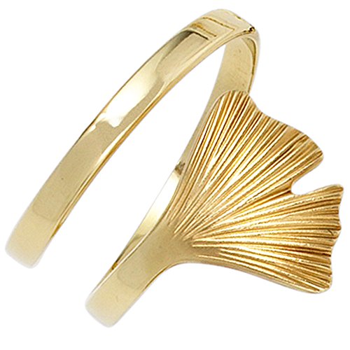 Jobo Damen-Ring aus 375 Gold mit Ginkgo-Blatt Größe 50 von Jobo