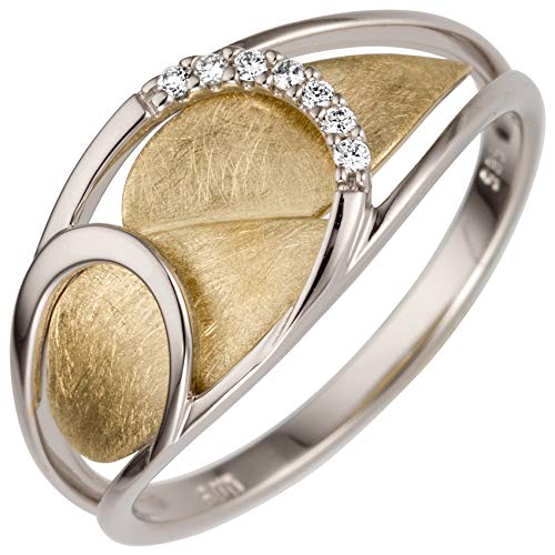 Jobo Damen-Ring aus 585 Gold Bicolor mit 7 Diamanten Größe 54 von Jobo