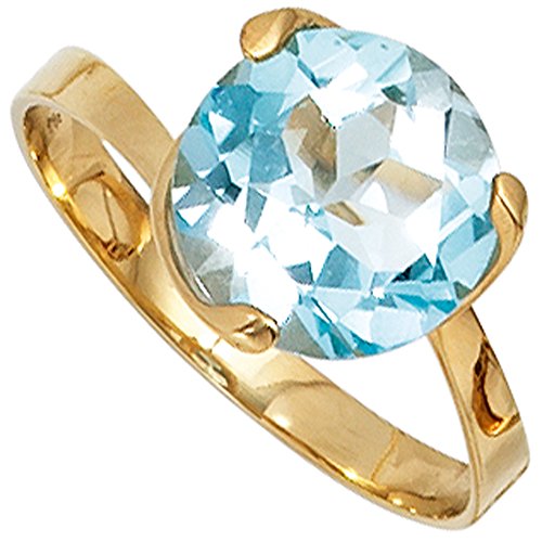 Jobo Damen-Ring aus 585 Gold mit Blautopas Größe 54 von Jobo