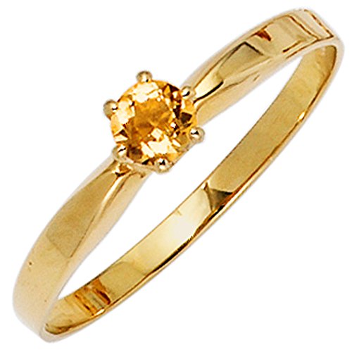 Jobo Damen-Ring aus 14 Karat 585 Gold mit Citrin Größe 52 von Jobo