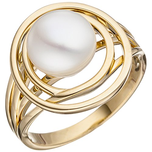 Jobo Damen-Ring aus 585 Gold mit Perle Größe 60 von Jobo