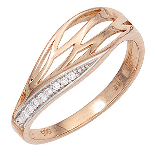 Jobo Damen-Ring aus 585 Rosegold mit 8 Diamanten Größe 60 von Jobo