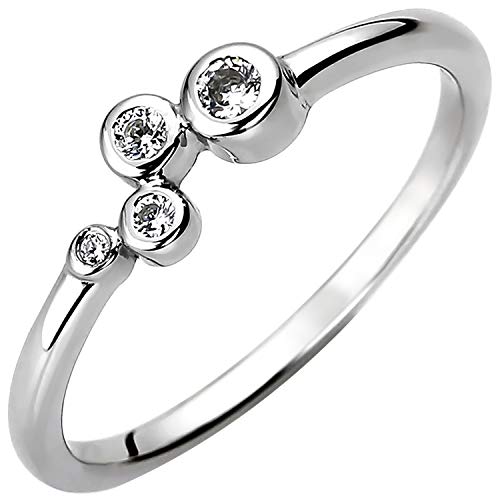 Jobo Damen-Ring aus 925 Sterling Silber mit 4 Zirkonia Größe 48 von Jobo
