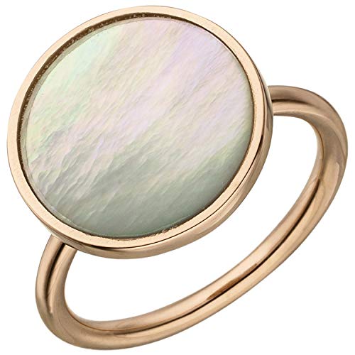 Jobo Damen-Ring aus 925 Silber rosegold vergoldet mit Perlmutt-Einlage Größe 54 von Jobo