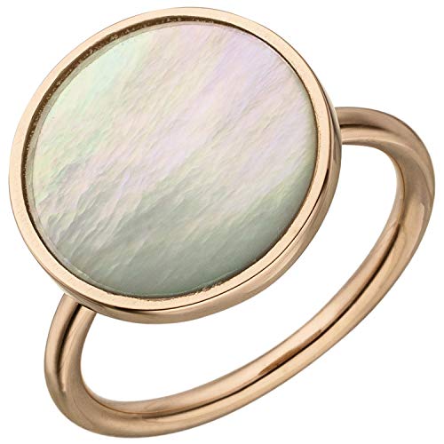 Jobo Damen-Ring aus 925 Silber rosegold vergoldet mit Perlmutt-Einlage Größe 56 von Jobo