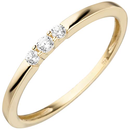 Jobo Damen-Ring schmal aus 8 Karat 333 Gold mit 3 Zirkonia Größe 50 von Jobo