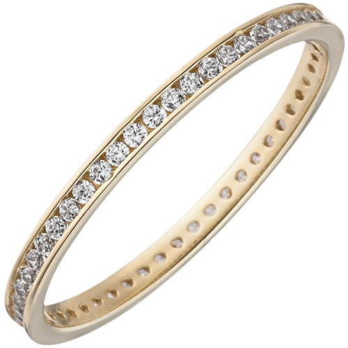 Jobo Damen Ring schmal 333 Gold Gelbgold mit Zirkonia rundum Goldring Größe 56 von Jobo