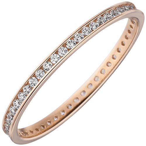 Jobo Damen-Ring schmal aus 8 Karat 333 Rosegold mit Zirkonia rundum Größe 50 von Jobo