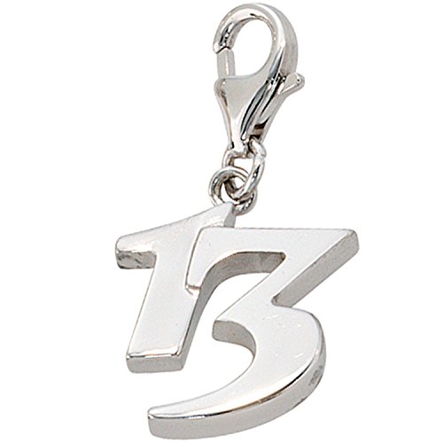 Jobo Damen Einhänger Charm 13 Dreizehn 925 Sterling Silber rhodiniert von Jobo