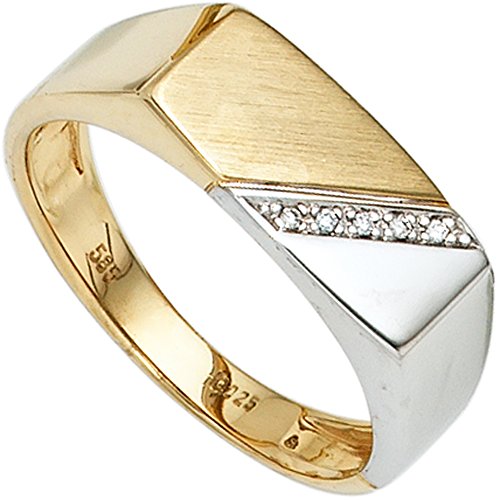 JOBO Herren-Ring aus 585 Gold Bicolor mit 5 Diamanten Größe 62 von Jobo