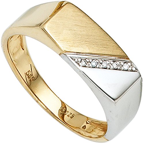Jobo Herren-Ring aus 585 Gold Bicolor mit 5 Diamanten Größe 64 von Jobo