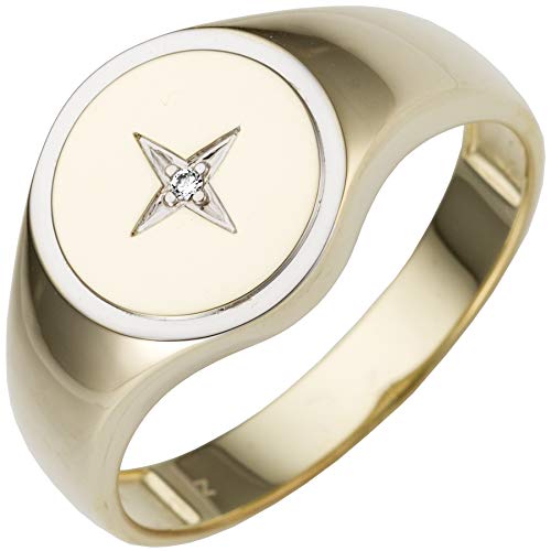 Jobo Herren-Ring aus 585 Gold Bicolor mit Diamant Größe 68 von Jobo