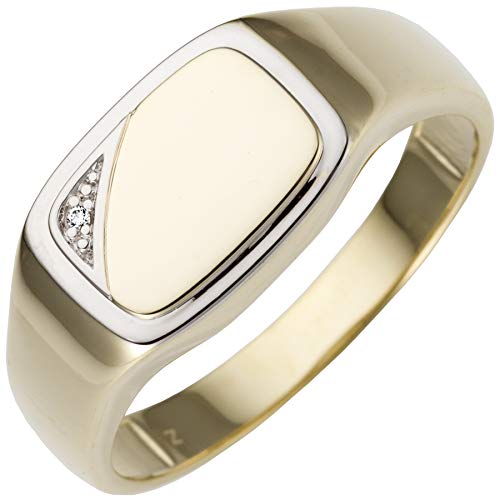 Jobo Herren-Ring aus 585 Gold Bicolor mit Diamant Größe 70 von Jobo