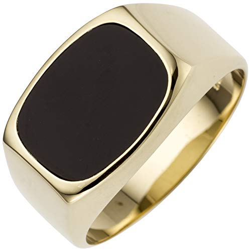 Jobo Herren-Ring aus 14 Karat 585 Gold mit Onyx Größe 68 von Jobo