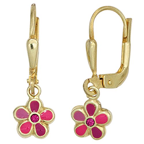 Jobo Kinder-Ohrhänger aus 8 Karat 333 Gold mit Glassteinen von Jobo