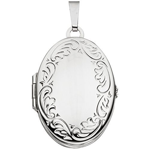 Jobo Damen Medaillon oval 925 Sterling Silber rhodiniert Anhänger zum Öffnen für 4 Fotos von Jobo