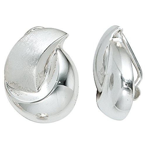 Jobo Damen Ohrclips 925 Sterling Silber rhodiniert mattiert Ohrringe Clips von Jobo